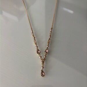 Givenchy Gold and Pink Pearl Necklace